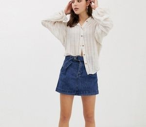 Free People | NWT Belted Denim A-Line Mini Skirt